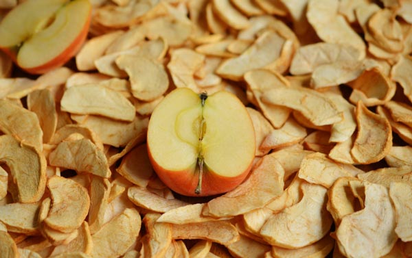 dried apple can be a snack for. adog