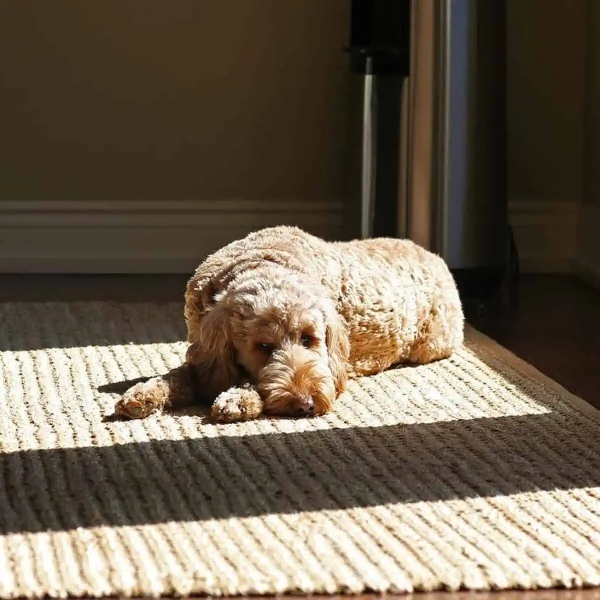 Goldendoodle soaking in the sun