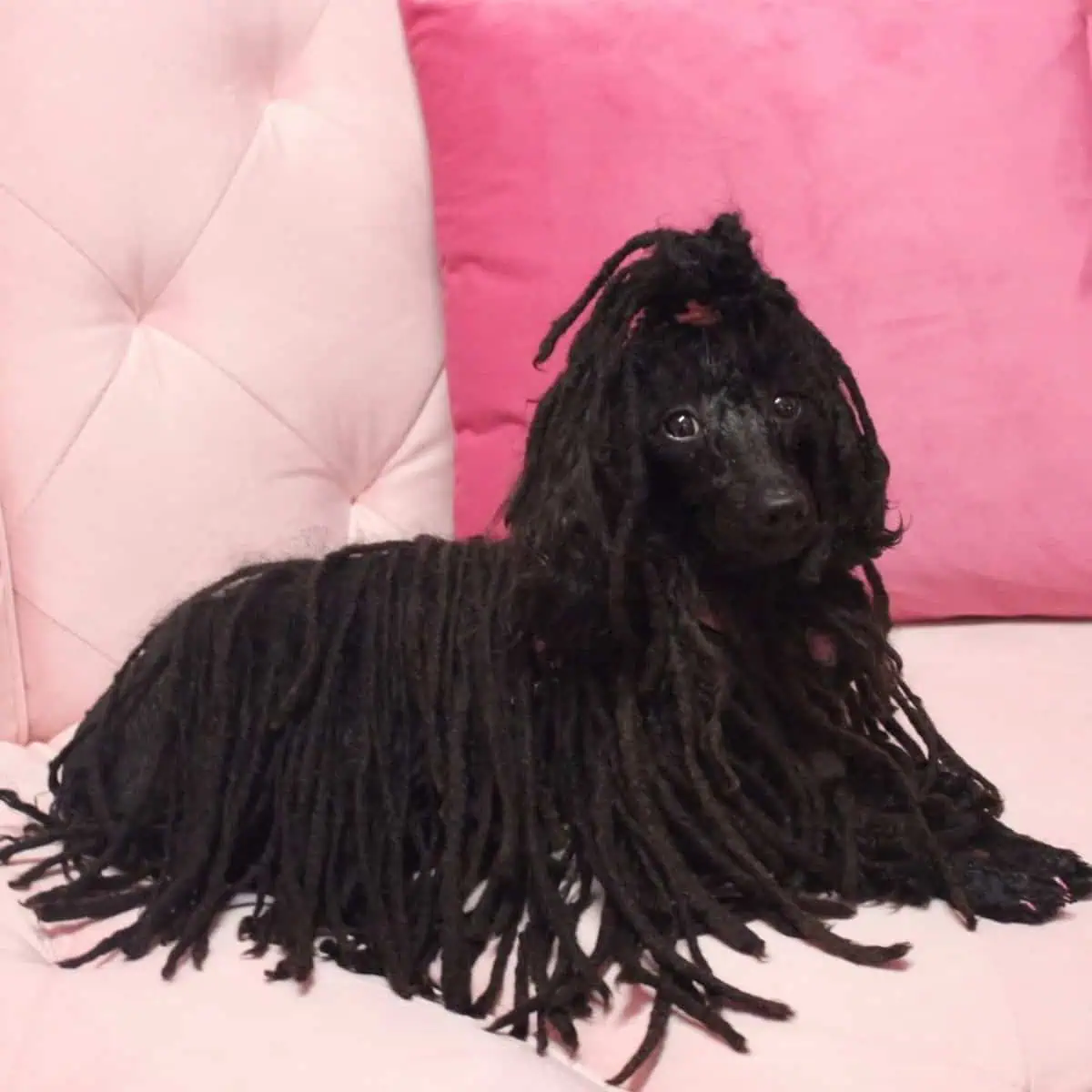 corded black Poodle