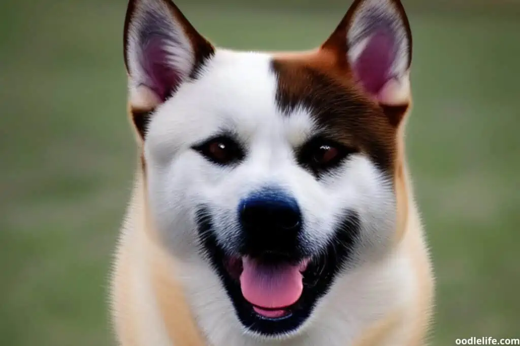 happy akita basenji mix dog