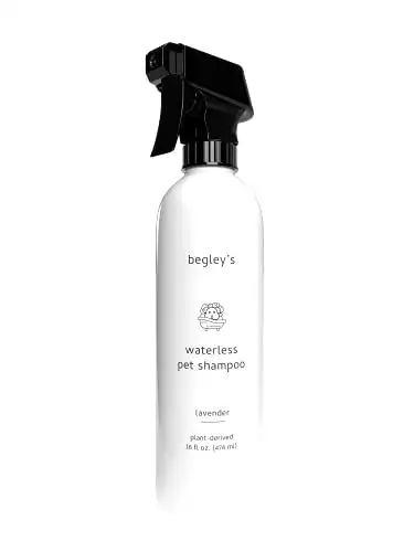 Begley’s Natural No Rinse Waterless Pet Shampoo, Bathless Cleaning, Deodorizing, and Odor Removal for a Shiny, Fresh Smelling Coat - Effective for Dogs, Puppies, and Cats - Fresh Lavender Scent