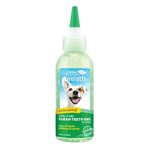 TropiClean Fresh Breath NO BRUSH Clean Teeth Oral Care Gel for Dogs, 4oz - Dental Care Toothpaste Gel Helps Remove Plaque & Tartar + Breath Freshener