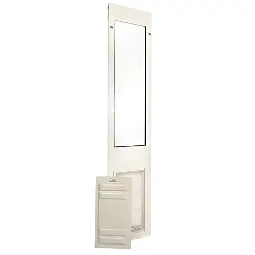 Endura Flap Pet Door Thermo Panel 3e - Large Flap (10" x 19"), Height Range (77.25" - 80.25") White Aluminum Frame