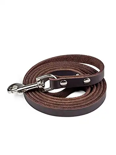 Mighty Paw Leather Dog Leash | 5 ft Leash Super Soft Distressed Real Genuine Leather- Premium Quality, Modern Stylish Lead. Perfect for Small, Medium and Large Pets