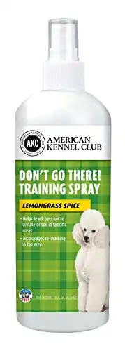 Don't Go There! Training Spray - Discourages Revisiting or Remarking - Teach Pets Not to Urinate in Specific Areas - American Kennel Club (16 Ounce, Lemongrass Spice)