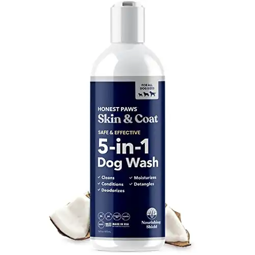 Honest Paws 5-in-1 Oatmeal Shampoo and Conditioner for Allergies and Dry, Itchy, Moisturizing for Sensitive Skin - Sulfate Free, Plant Based, All Natural, with Aloe and Oatmeal -16 Fl Oz