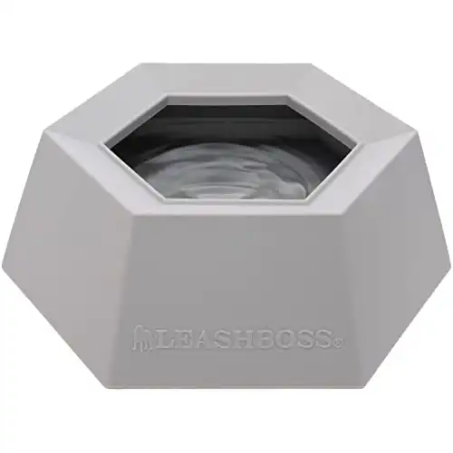 Leashboss Splashless Travel Dog Water Bowl - Large 40oz Capacity, No Spill Portable Silicone Car Dish (Grey, Silicone)