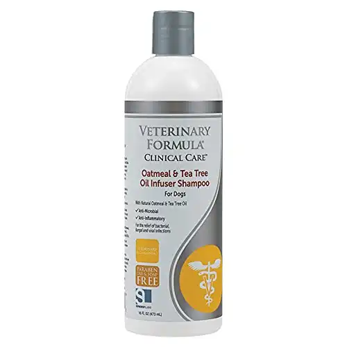 Veterinary Formula Clinical Care Dog Shampoo with Oatmeal and Tea Tree Oil, 16 oz – Fast-Acting, Gentle Medicated Shampoo for Dogs
