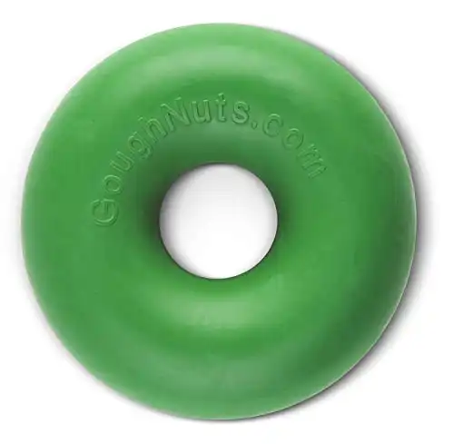 Goughnuts Original Medium Dog Chew Toy Ring for Aggressive Chewers from 30-70 Pounds in Green. Durable Rubber Dog Chew Toy for Medium Breeds and Power Chewers