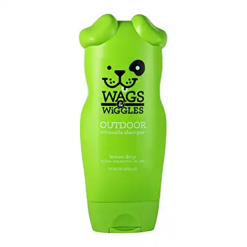 Wags & Wiggles Outdoor Citronella Dog Shampoo in Lemon Drop Scent | Great Smelling Dog Shampoo, Cleansing Dog Grooming Supplies for Smelly Dogs, 16 Oz