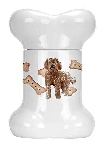 Caroline's Treasures CK2320BSTJ Labradoodle Bone Shaped Treat Jar, multicolor