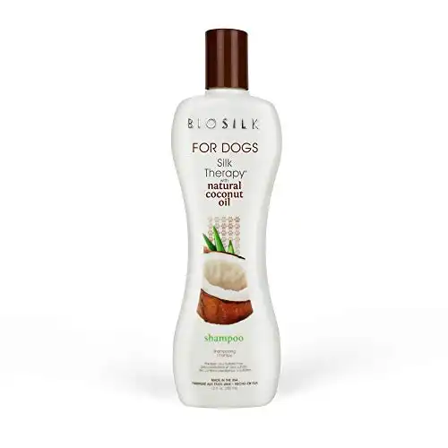 BioSilk for Dogs Silk Therapy Shampoo with Natural Coconut Oil | Coconut Dog Shampoo, Sulfate and Paraben Free Natural Shampoo for Dogs, 12 Fl Oz Made in The USA