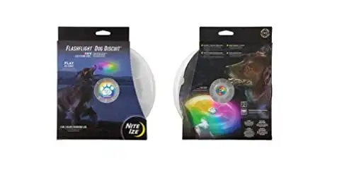 Nite Ize Flashflight LED Dog Discuit - Best Dog Flying Disc For All Hours of Play - With Long-Lasting LED Light, 1-Pack Multi-Colored Disc-O (FFDD-07-R8)