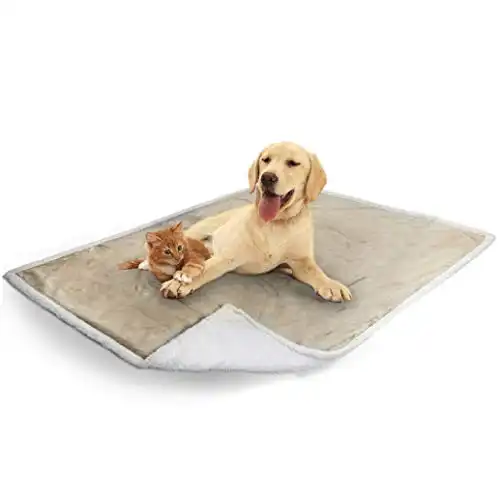 PetAmi Waterproof Dog Blanket for Couch, Sofa | Waterproof Sherpa Pet Blanket for Large Dogs, Puppies | Super Soft Washable Microfiber Fleece | Reversible Design | 60 x 40 (Taupe)