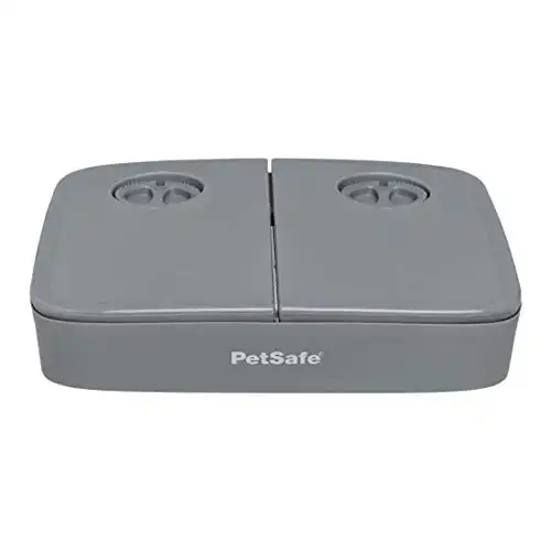 PetSafe 2 Meal Automatic Feeder, Built-in Timers, BPA Free Food Bowl, Suitable for Dry Food,Grey