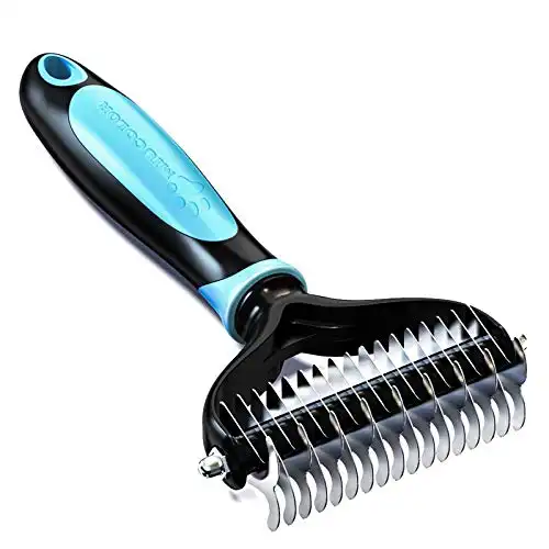 MIU COLOR Pet Grooming Brush, 2 Sided Professional Dematting Comb Grooming Undercoat Rake, Effective Removing Knots for Cats, Dogs