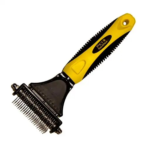 Pet Republique Professional Dematting Comb Rake Dual Sided Mat Brush Splitter - for Dogs, Cats, Rabbits, Any Long Haired Breed Pets (Regular 12+23 Teeth)