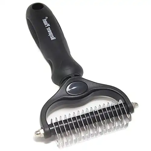 Maxpower Planet Pet Grooming Brush - Double Sided Shedding and Dematting Undercoat Rake Comb for Dogs and Cats,Extra Wide,Black