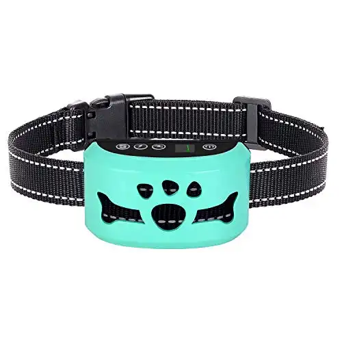 Dog Bark Collar, Anti Barking Collar with 7 Adjustable Levels, Harmless Shock, Beep Vibration, Smart Correction and LED Indicator-Reachargeable No Bark Collar for Small Medium Large Dogs, Waterproof