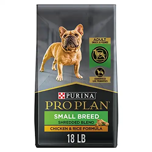 Purina Pro Plan Small Breed Dog Food With Probiotics for Dogs, Shredded Blend Chicken & Rice Formula - 18 lb. Bag