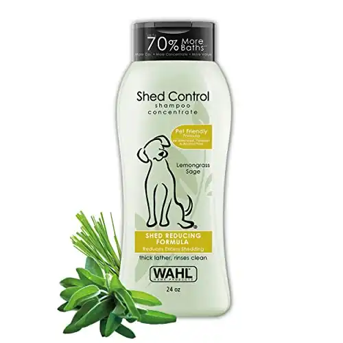 WAHL Shed Control Pet Shampoo for Dog Shedding & Dander – Lemongrass, Sage, Oatmeal, & Aloe for Healthy Coats & Skin – 24 Oz - Model 820005A