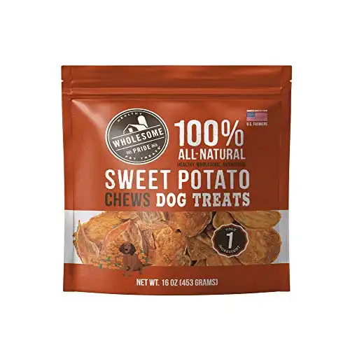 Wholesome Pride Sweet Potato Chews 100% All-Natural Single Ingredient, USA-Sourced Dog Treats, 16 oz