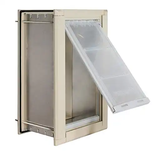 Endura Flap Pet Door for Walls Single Flap | Extra Insulated & Cold Weather Dog Door | Aluminum Frame, Telescoping Tunnel, & Locking Cover | Small, Medium, Large, Extra Large | White, Tan, Bla...
