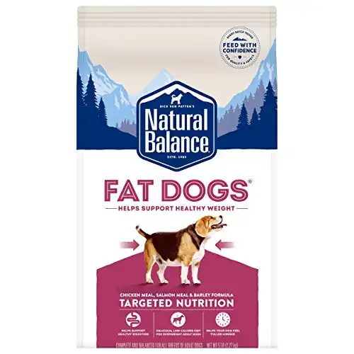 Natural Balance Fat Dogs Low Calorie Chicken Meal Salmon Meal, Garbanzo Beans, Peas & Oatmeal Adult Low-Calorie Dry Dog Food for Overweight Dogs