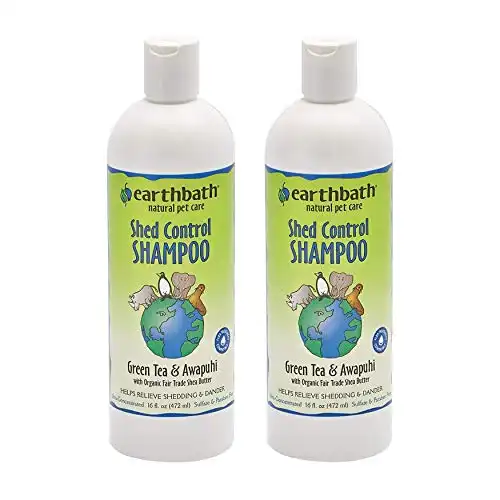 Earthbath Green Tea & Awapuhi Pet Shed Control Shampoo - Helps Relieve Shedding & Dander, Aloe Vera, Shea Butter, Good for Dogs & Cats - Nourish & Detoxify Skin and Coat - 16 fl. oz, P...