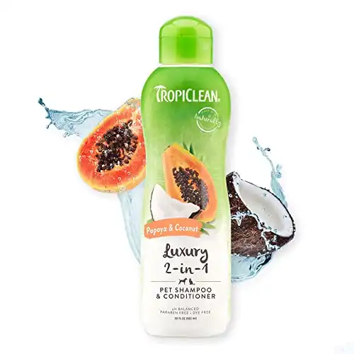 Tropiclean Papaya and Coconut Luxury 2-in-1 Pet Shampoo and conditioner, 20oz