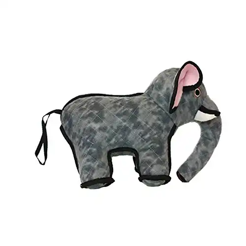 TUFFY - World's Tuffest Soft Dog Toy - Zoo Elephant - Multiple Layers. Made Durable, Strong & Tough. Interactive Play (Tug, Toss & Fetch). Machine Washable & Floats. (Regular)