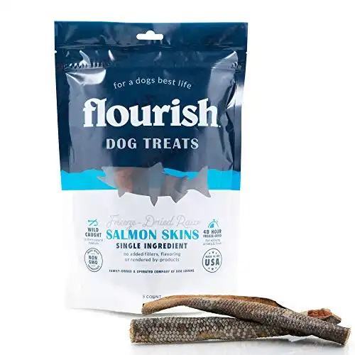 Freeze-Dried Raw Pet Treats for Dogs, Salmon Skin Chews (5 Count)…