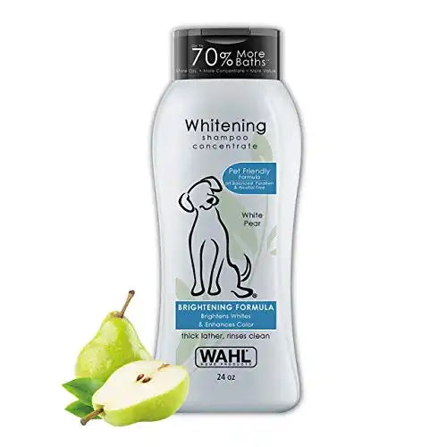 Wahl Whitening Shampoo White Pear scent for Pets – Whitening & Animal Odor Control with Silky Smooth Results for Grooming Dirty Dogs – 24 oz - Model 820001A