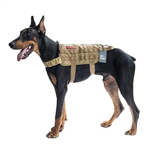 OneTigris Tactical Dog Training Vest Harness with Mesh Padding and Two Handles (Coyote Brown - Upgraded Version, L / 49cm)