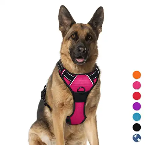 BARKBAY No Pull Pet Harness Dog Harness Adjustable Outdoor Pet Vest 3M Reflective Oxford Material Vest for pink Dogs Easy Control for Small Medium Large Dogs (XL)