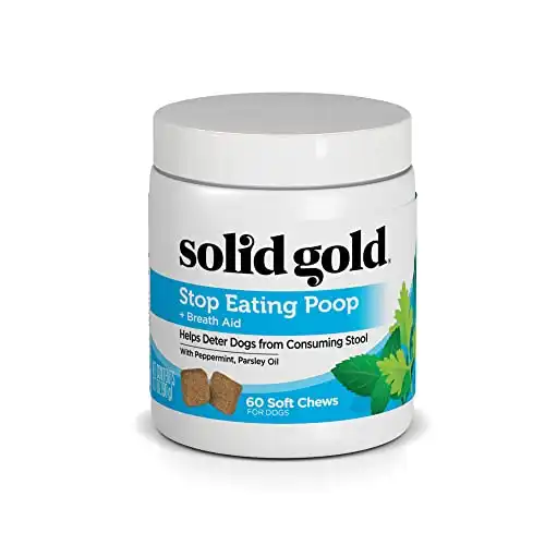 Solid Gold Stop Eating Poop Soft Chews for Dogs with Coprophagia - Natural Holistic Deterrent for Dogs Eating Poop - Grain Free Supplement Chews & Powder with Peppermint & Parsley Oil - 60 Cou...