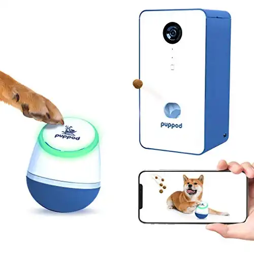 PupPod Rocker Training Treat Tossing Camera Dispenser & Puzzle Dog Toy – Dispenses Dog Treats – Puppy Treat Game – Electronic Pet Training Tool for Use with Smartphones