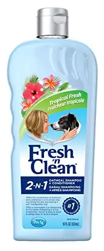 PetAg Fresh 'n Clean 2-in-1 Oatmeal & Baking Soda Formula Pet Shampoo and Conditioner -Tropical Fresh Scent - Protein Infused Conditioning Shampoo - 18 fl oz