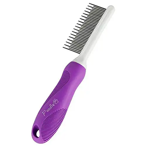 Detangling Pet Comb with Long & Short Stainless Steel Teeth for Removing Matted Fur, Knots & Tangles – Detangler Tool Accessories for Safe & Gentle DIY Dog & Cat Grooming (Grooming C...