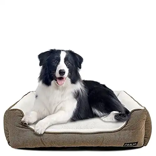ANWA Durable Dog Bed Machine Washable Medium Dog Bed Square, Comfortable Puppy Dog Bed Medium