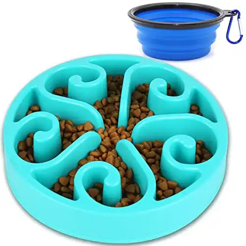 Dog Bowl Slow Feeder Dog Food Dish Dogs Feeding Puzzle Anti-Gulping Slow Eating Dog Bowl for Fast Eaters