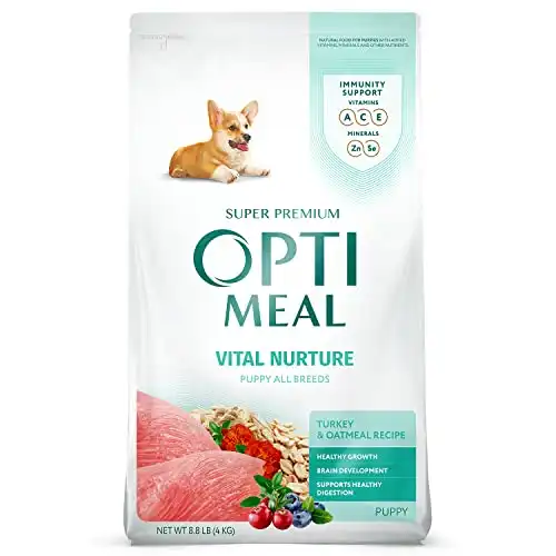 OPtimeal Natural Dog Food for Puppies - Proudly Ukrainian - Delicious Dry Puppy Food Recipe, Puppy Dog Food for Healthy Growth and Development8.8 lbsTurkey & Oatmeal