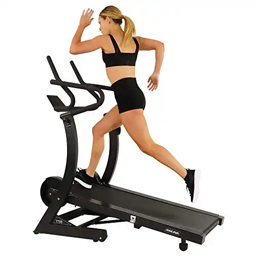 Sunny Health & Fitness Asuna High Performance Manual Treadmill with Heavy Duty Dual Flywheels, Tablet Holder, Incline, 440 LB Max Weight, 8 Level Resistance - 7700