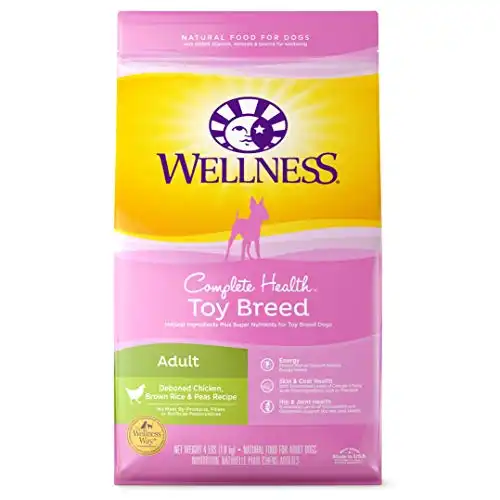 Wellness Complete Health Toy Breed Dry Dog Food with Grains, Chicken & Rice, 4-Pound Bag