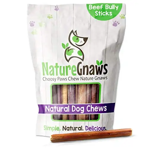 Nature Gnaws Bully Sticks for Dogs - Premium Natural Tasty Beef Bones - Simple Long Lasting Dog Chew Treats - Rawhide Free - 6 Inch (8 oz) - Mixed Thickness