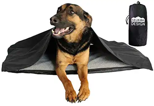 Portable, Inflatable Dog Travel Bed. Great for Camping, Backpacking, Hiking, Car Seat -For All Outdoor Dog Activities. Sherpa Faux Wool Top & Puncture Protective Material. Comes with a Blanket by ...
