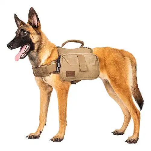 OneTigris Dog Pack Hound Travel Camping Hiking Backpack Saddle Bag Rucksack for Medium & Large Dog (Brown, Medium)
