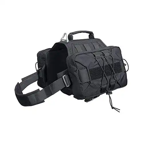 EXCELLENT ELITE SPANKER Dog Pack Hound Dog Saddle Bag Backpack for Travel Camping Hiking Medium & Large Dog with 2 Capacious Side Pockets(BLK)
