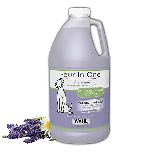 Wahl 4-in-1 Calming Pet Shampoo – Cleans, Conditions, Detangles, & Moisturizes with Lavender Chamomile – 64 Oz