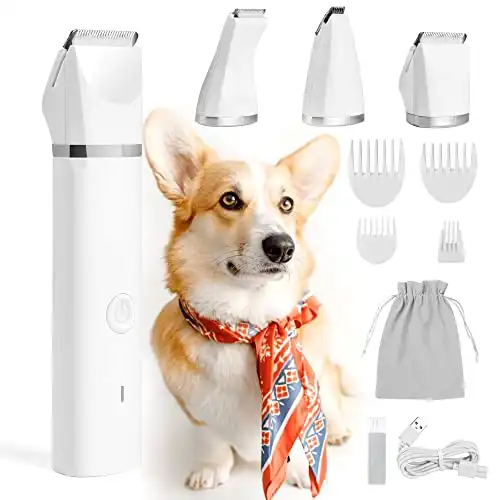 FERRISA Dog Clippers with 3 Blades, Cordless Small Pet Hair Grooming kit, Low Noise for Trimming Dog's Hair for Eyes, Ears, Face, Rump